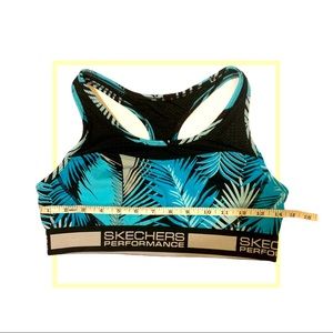Sketchers Blue Palm Print Sports Bra Size Medium